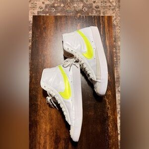 Nike Women's Blazer Mid '77 sneakers in the White and Lemon Venom.